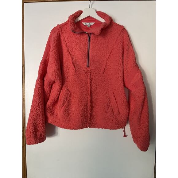 Davi & Dani Women’s Small 1/2 Zip Coral Faux Sherpa Fleece Pullover Jacket SOFT - Picture 1 of 16